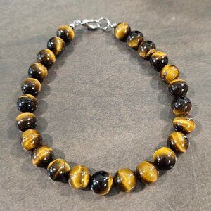 Men's Natural Tiger-Eye Beaded Bracelet